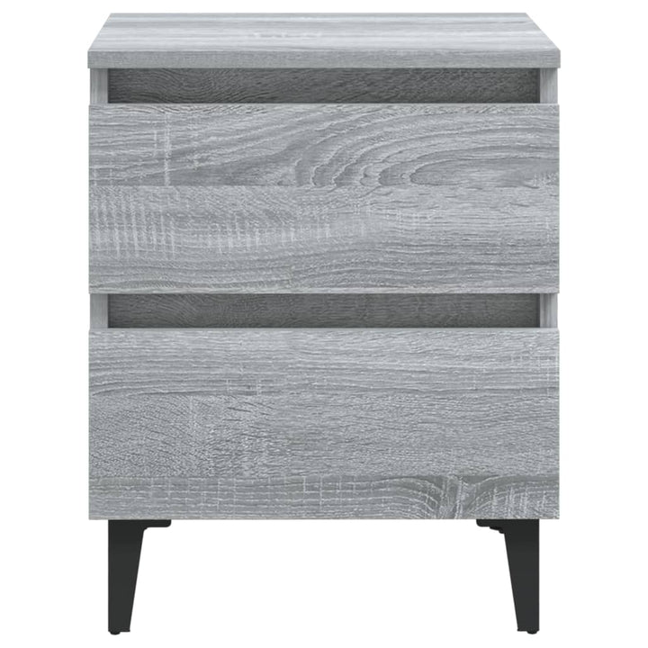 sengebord med metalben 40x35x50 cm grå sonoma-eg