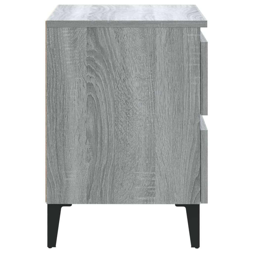 sengebord med metalben 40x35x50 cm grå sonoma-eg