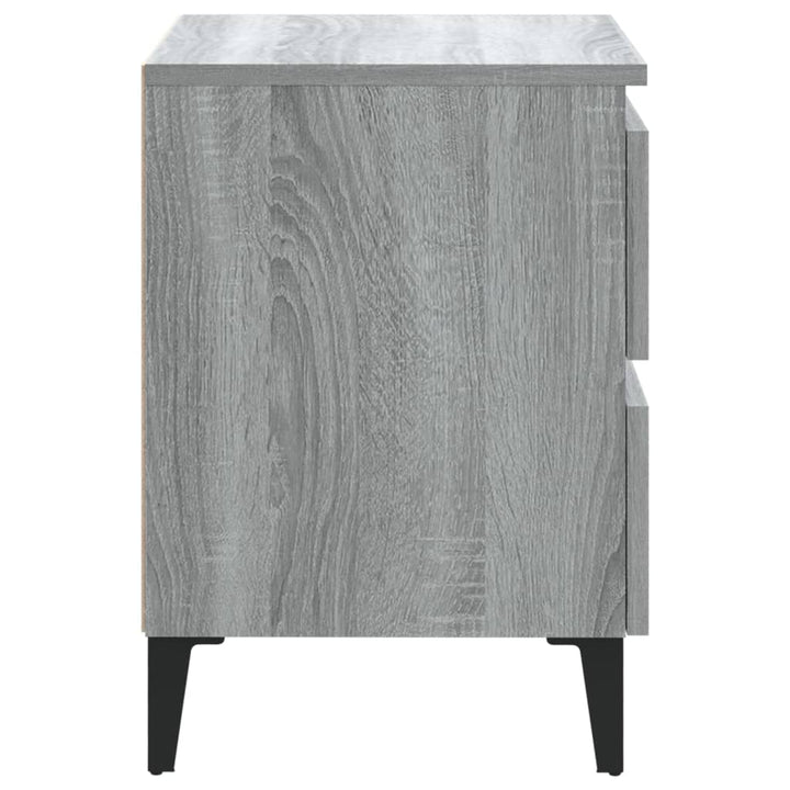 sengebord med metalben 40x35x50 cm grå sonoma-eg