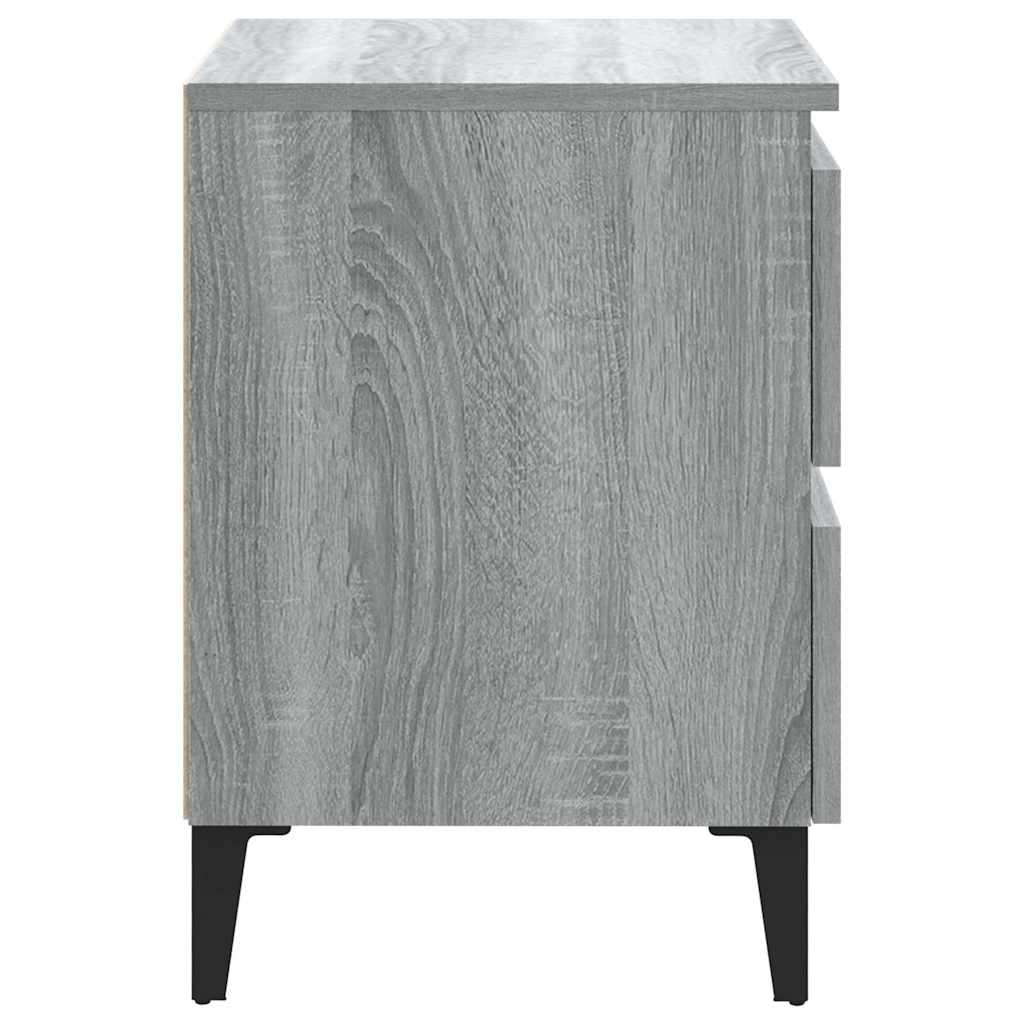 sengebord med metalben 40x35x50 cm grå sonoma-eg
