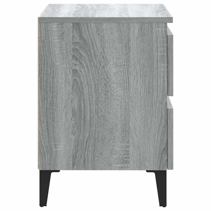 sengebord med metalben 40x35x50 cm grå sonoma-eg