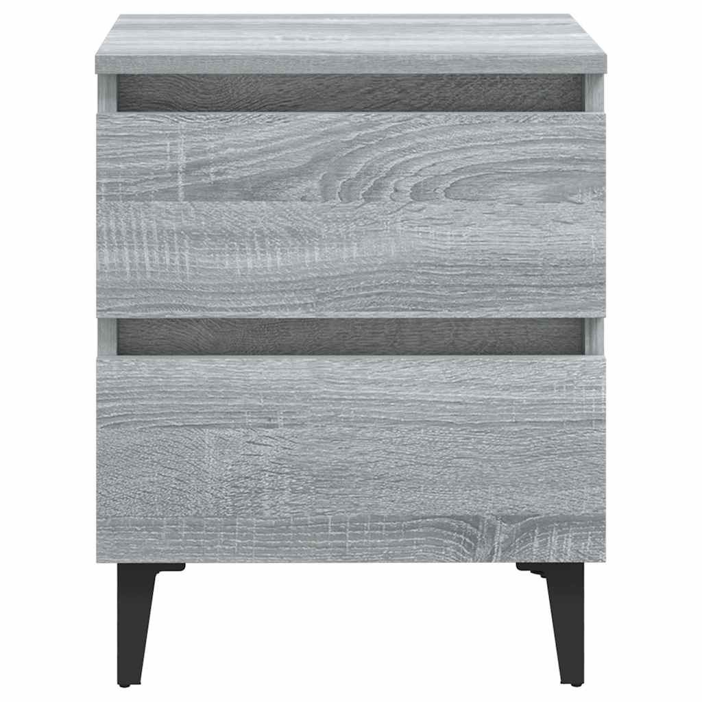sengeborde 2 stk. med metalben 40x35x50 cm grå sonoma-eg