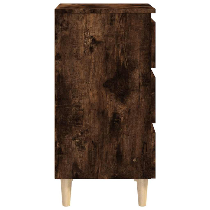sengebord med massive træben 40x35x69 cm røget egetræsfarve