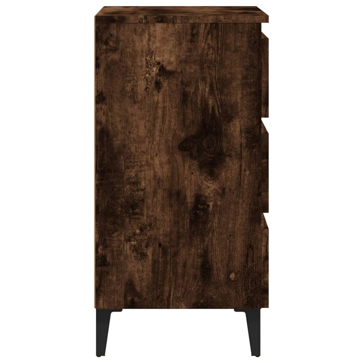 sengebord med metalben 40x35x69 cm røget egetræsfarve