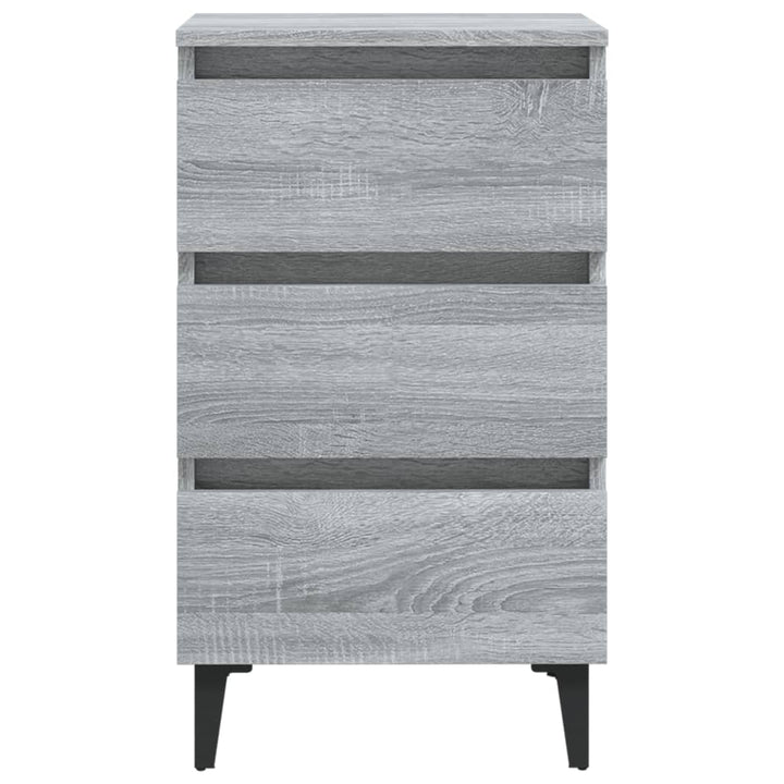sengebord med metalben 40x35x69 cm grå sonoma-eg