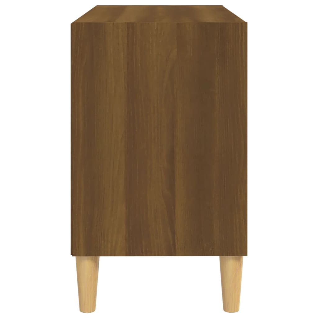 tv-bord med massive træben 69,5x30x50 cm brun eg