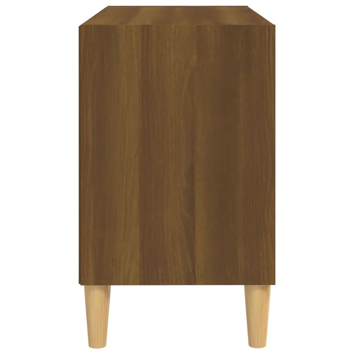 tv-bord med massive træben 69,5x30x50 cm brun eg