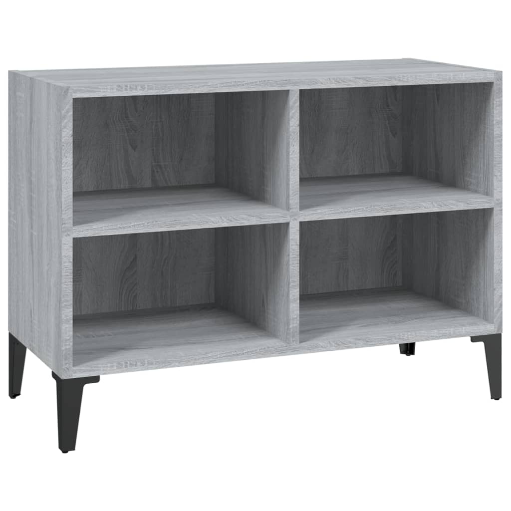 tv-bord med metalben 69,5x30x50 cm grå sonoma-eg