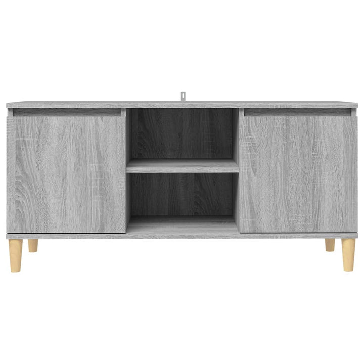 tv-bord med massive træben 103,5x35x50 cm grå sonoma-eg