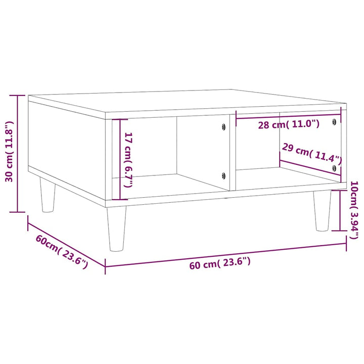 sofabord 60x60x30 cm konstrueret træ grå sonoma-eg