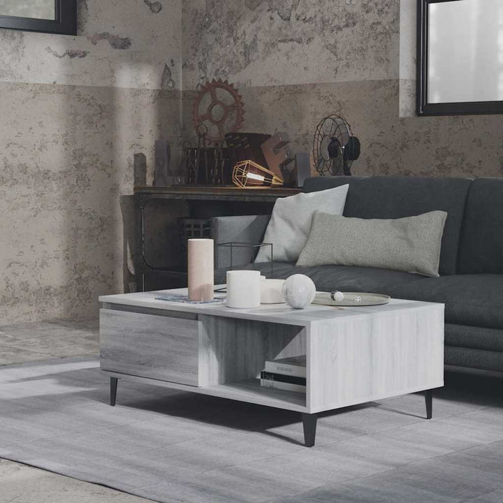 sofabord 90x60x35 cm konstrueret træ grå sonoma-eg