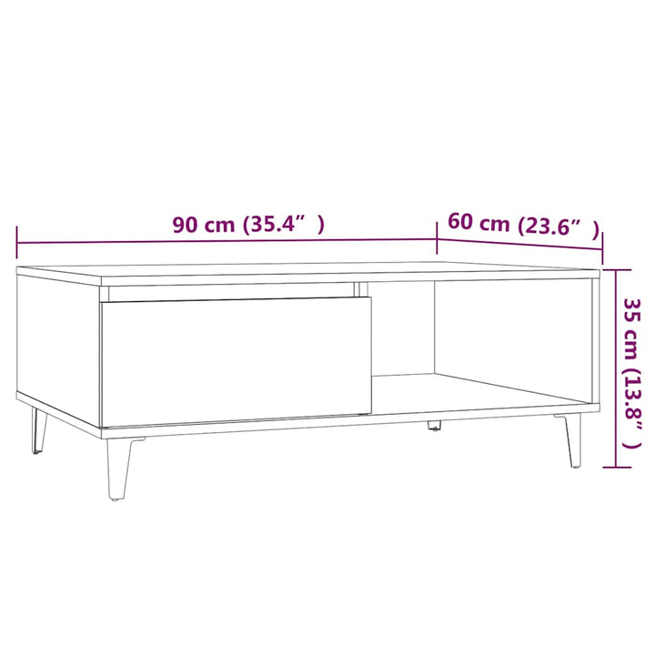 sofabord 90x60x35 cm konstrueret træ grå sonoma-eg