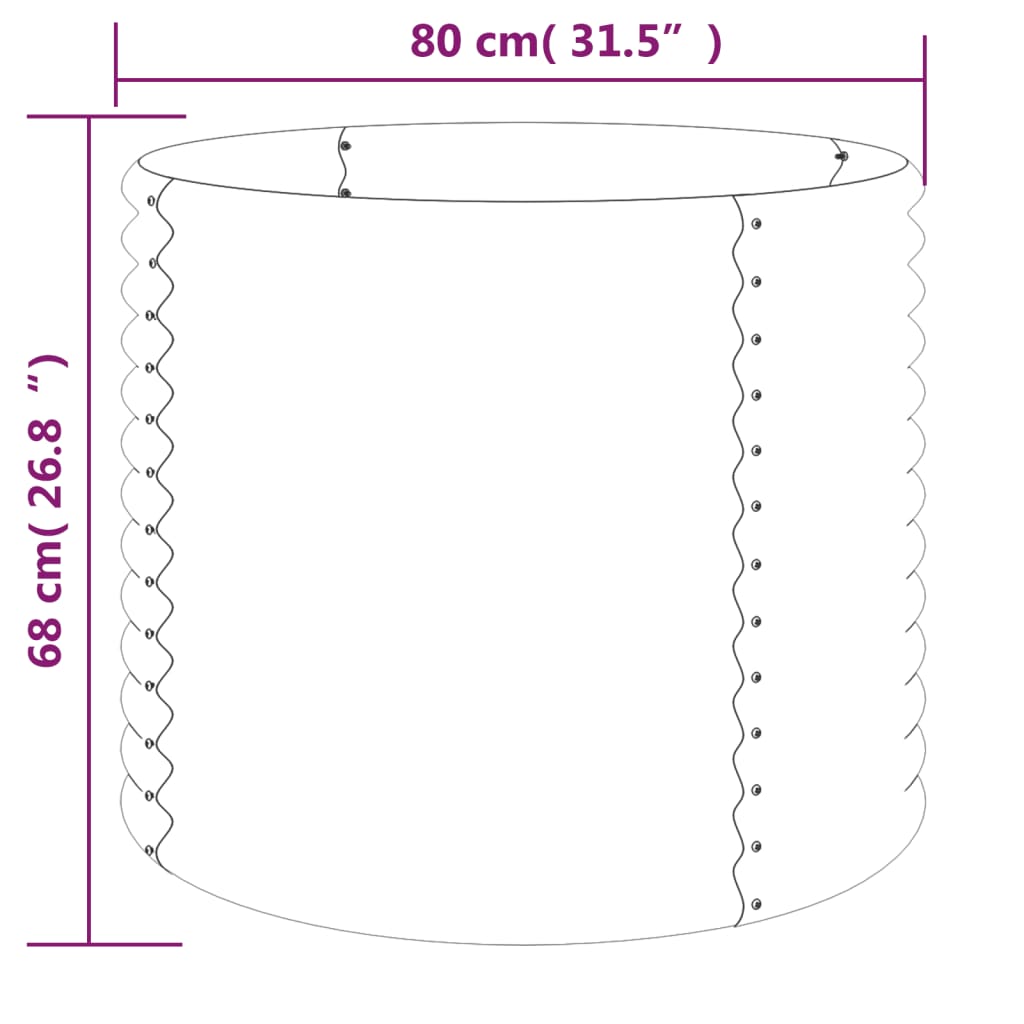 plantekrukke 80x80x68 cm galvaniseret stål brun