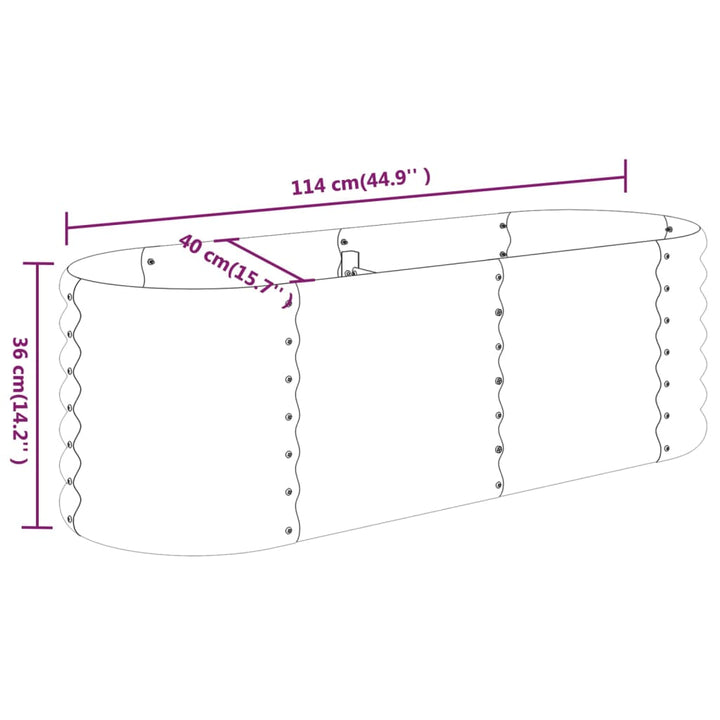 plantekasse 114x40x36 cm galvaniseret stål brun