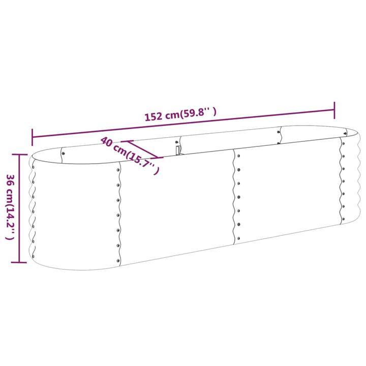 plantekasse 152x40x36 cm galvaniseret stål sølvfarvet