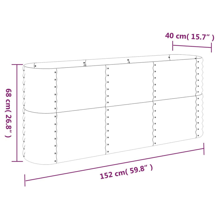 plantekasse 152x40x68 cm galvaniseret stål brun