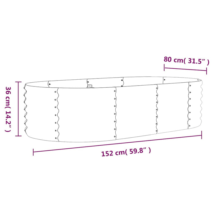 plantekasse 152x80x36 cm galvaniseret stål brun