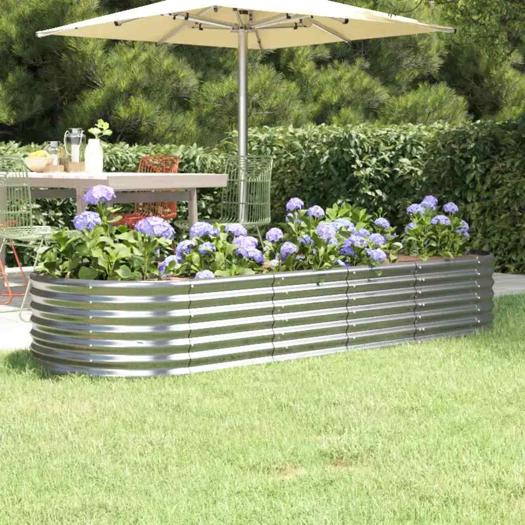 plantekasse 224x80x36 cm galvaniseret stål sølvfarvet