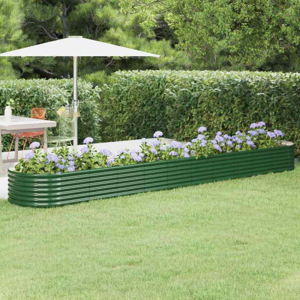 plantekasse 440x80x36 cm galvaniseret stål grøn