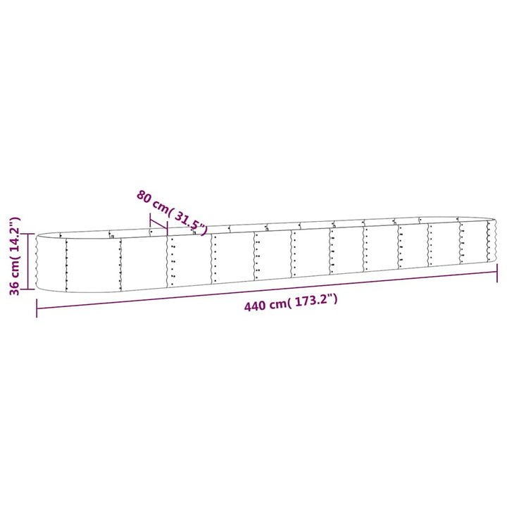 plantekrukke 440x80x36 cm galvaniseret stål brun
