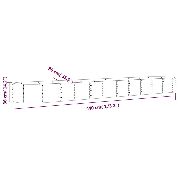 plantekrukke 440x80x36 cm galvaniseret stål antracitgrå