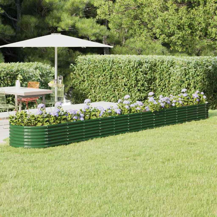 plantekasse 512x80x36 cm galvaniseret stål grøn