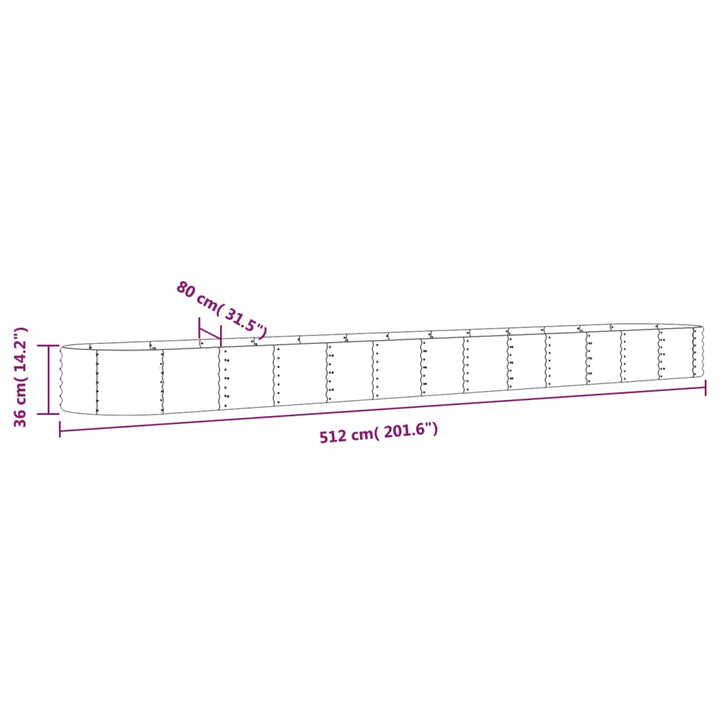 plantekasse 512x80x36 cm galvaniseret stål grå