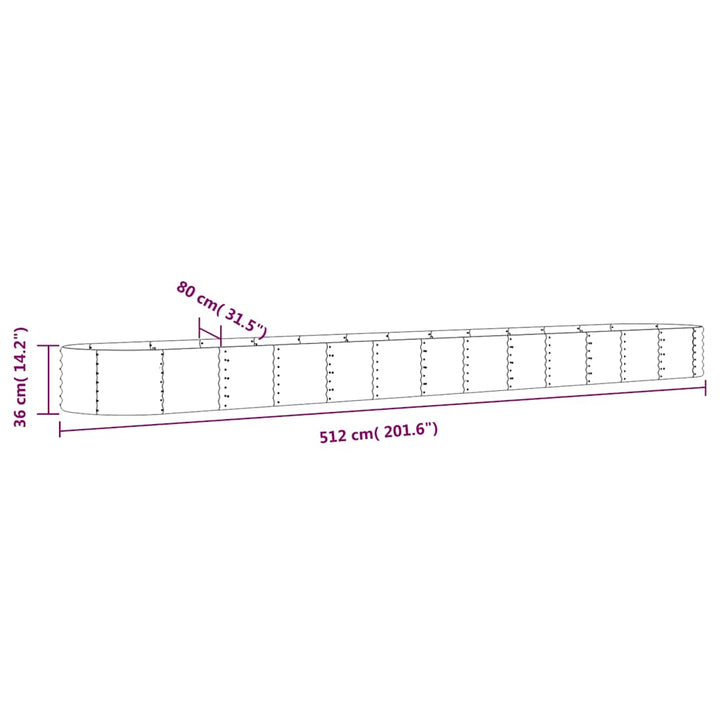 plantekasse 512x80x36 cm galvaniseret stål antracitgrå