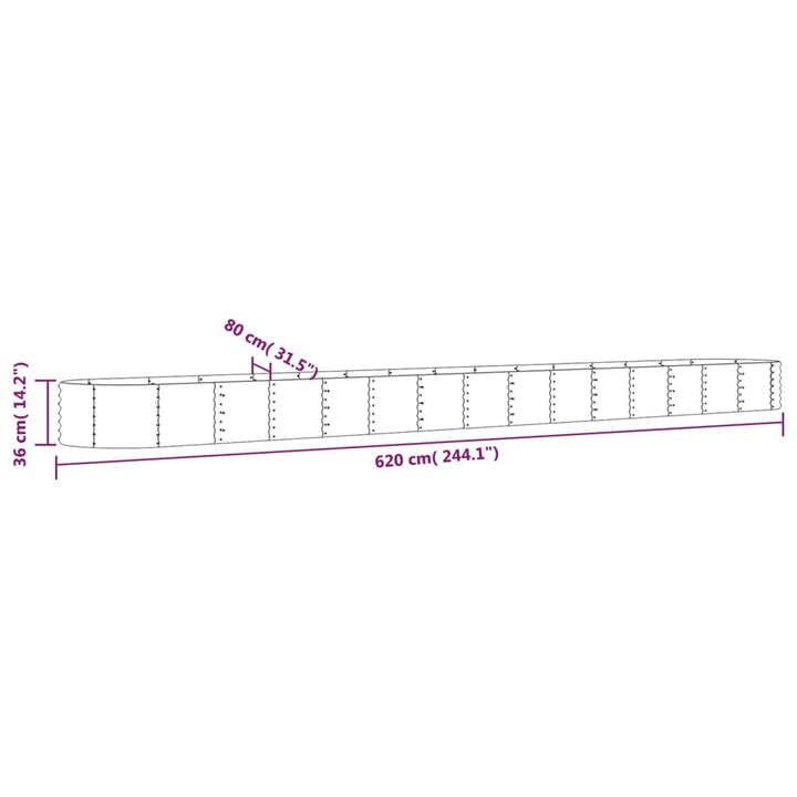 plantekasse 620x80x36 cm galvaniseret stål brun