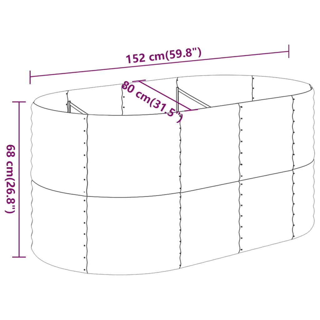 plantekasse 152x80x68 cm galvaniseret stål grøn