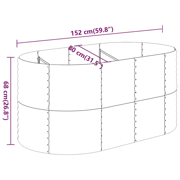 plantekasse 152x80x68 cm galvaniseret stål grøn