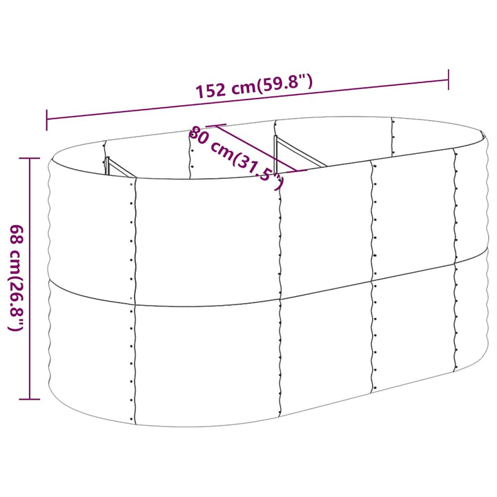 plantekasse 152x80x68 cm galvaniseret stål brun