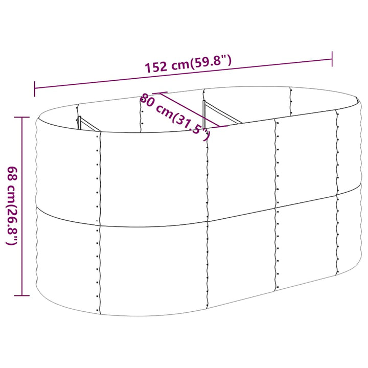 plantekasse 152x80x68 cm galvaniseret stål antracitgrå