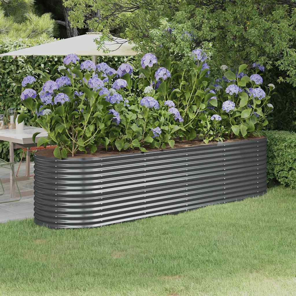 plantekasse 296x80x68 cm galvaniseret stål antracitgrå