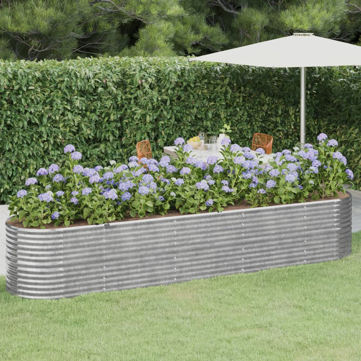 plantekasse 368x80x68 cm galvaniseret stål sølvfarvet