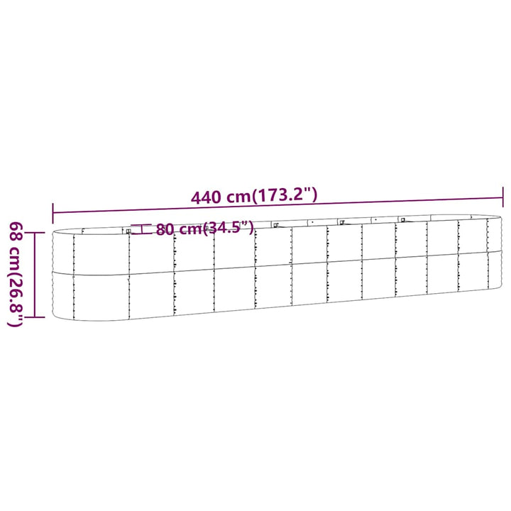 plantekrukke 440x80x68 cm galvaniseret stål sølvfarvet