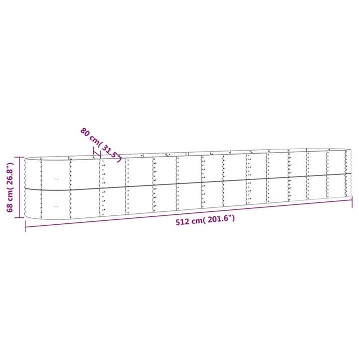plantekrukke 512x80x68 cm pulverlakeret stål sølvfarvet