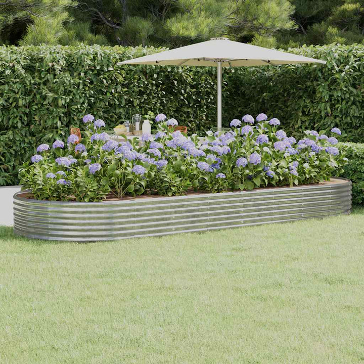 plantekasse 373x140x36 cm galvaniseret stål sølvfarvet
