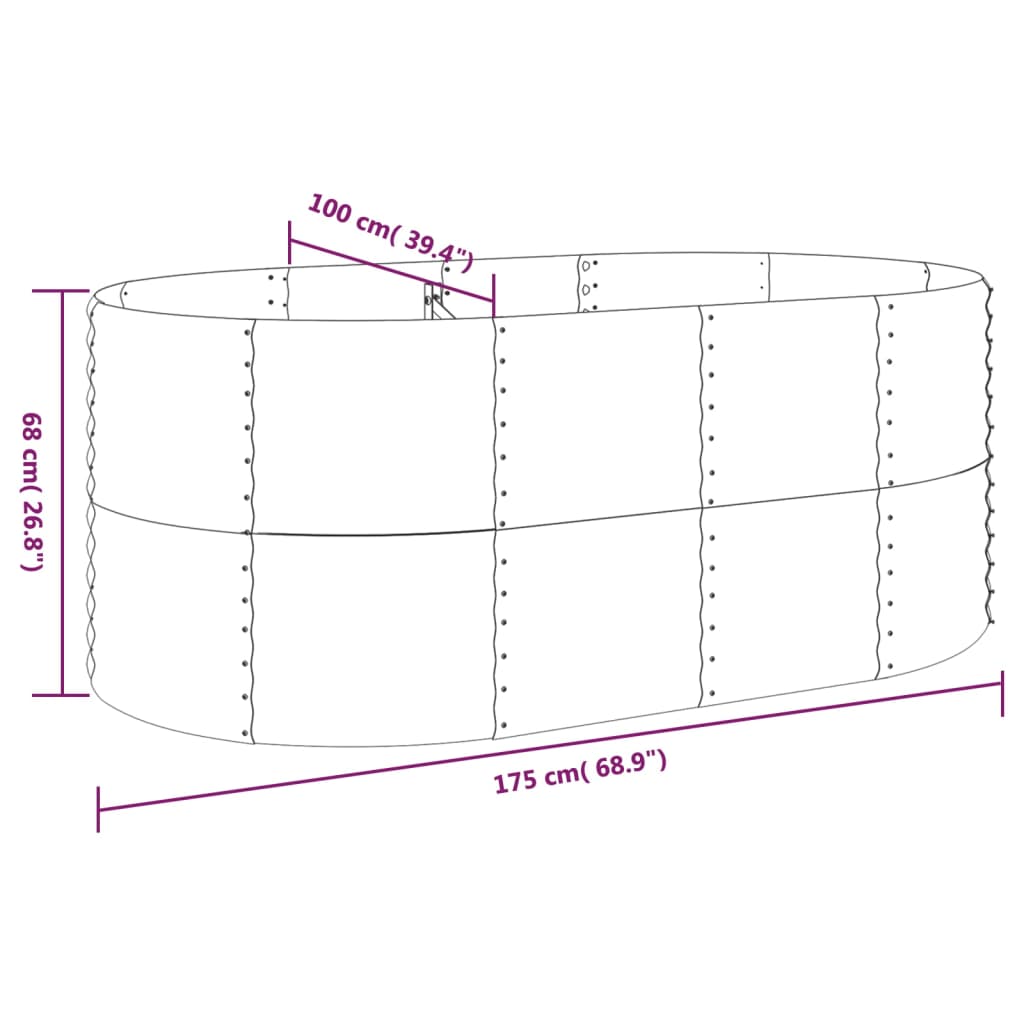 plantekasse 175x100x68 cm galvaniseret stål grøn