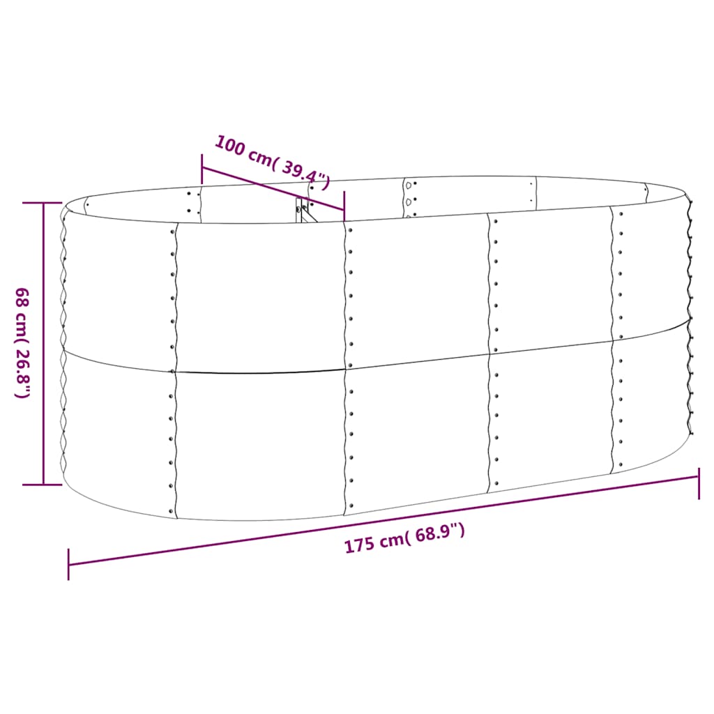 plantekasse 175x100x68 cm galvaniseret stål antracitgrå