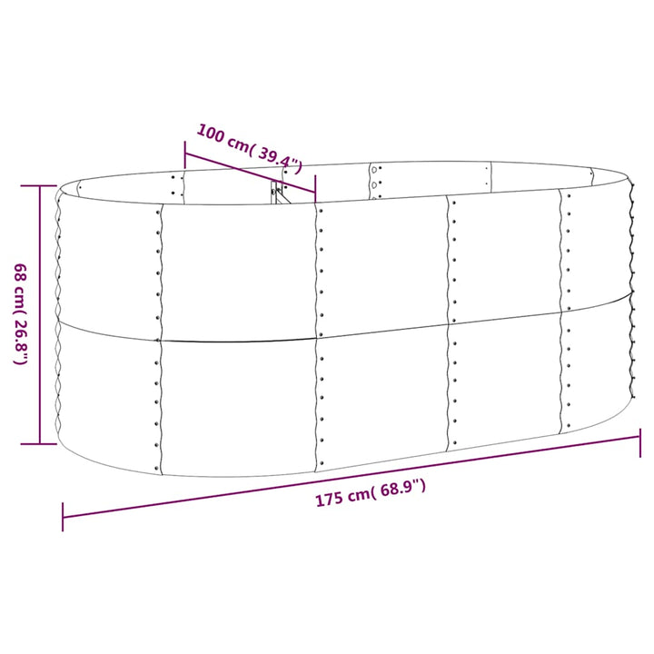 plantekasse 175x100x68 cm galvaniseret stål antracitgrå