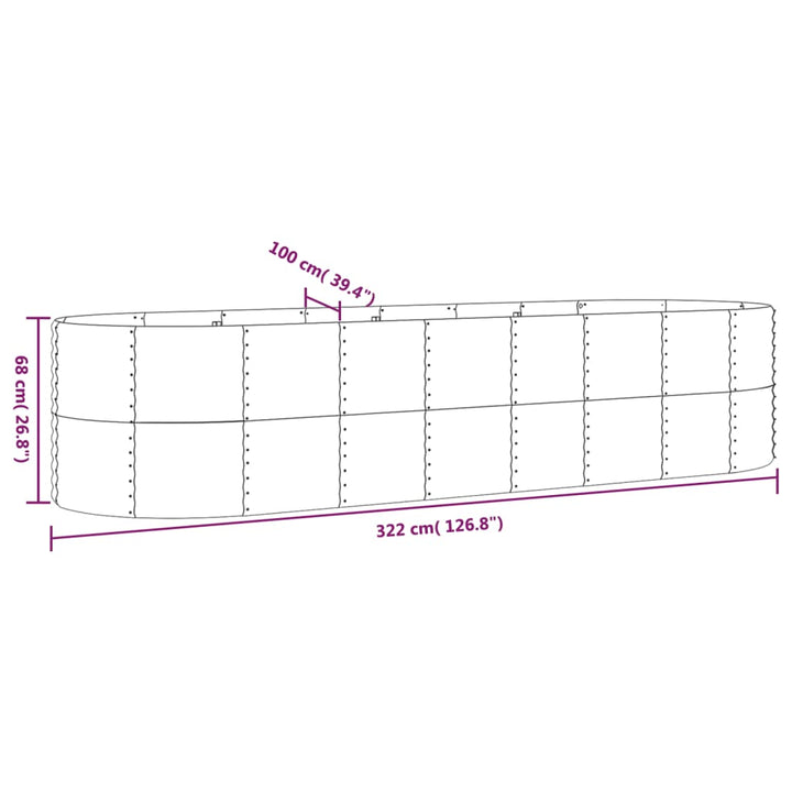 plantekasse 322x100x68 cm galvaniseret stål grøn