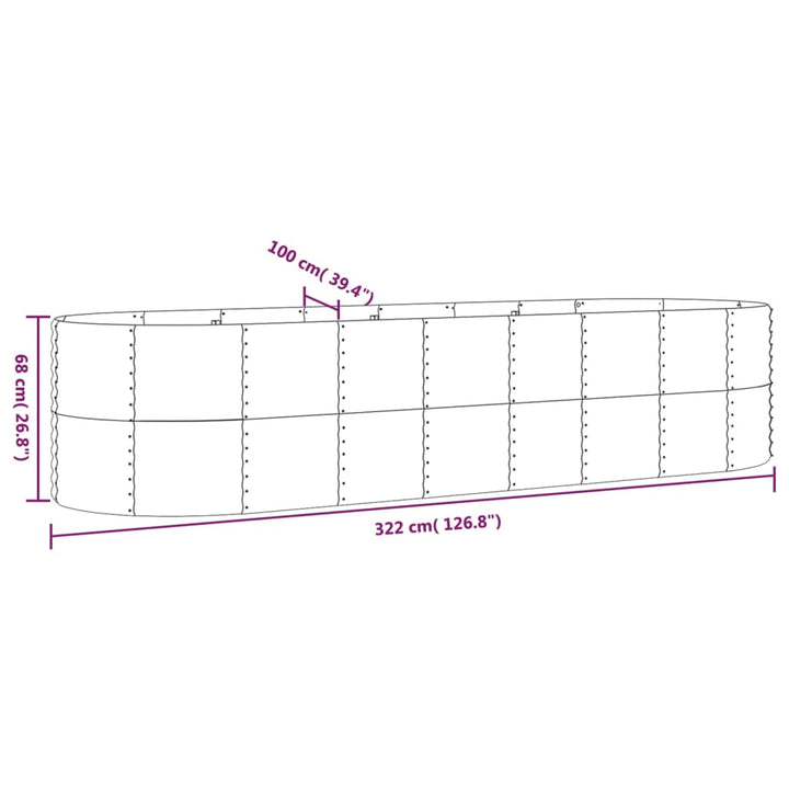 plantekasse 322x100x68 cm galvaniseret stål brun