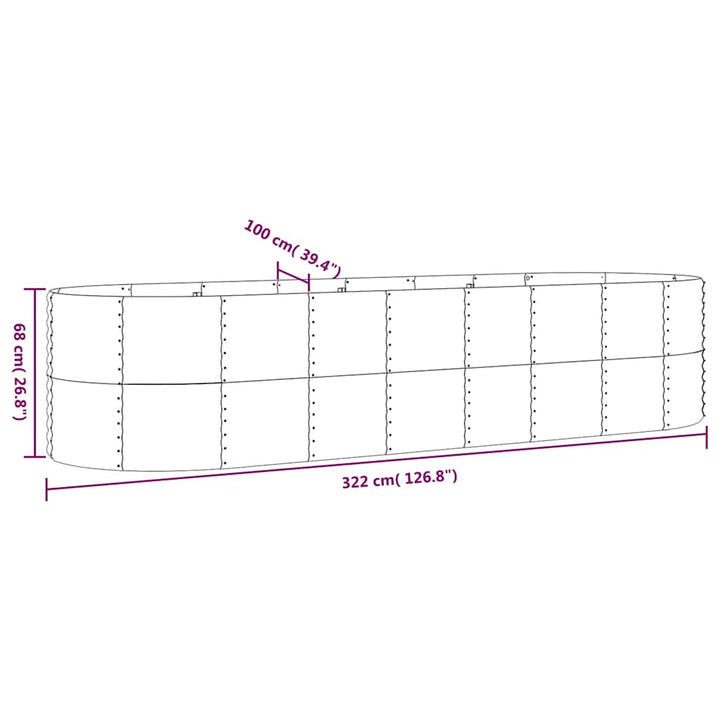 plantekasse 322x100x68 cm galvaniseret stål antracitgrå