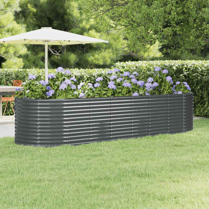 plantekasse 322x100x68 cm galvaniseret stål antracitgrå