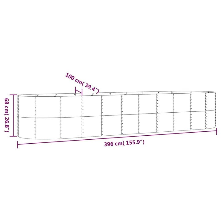 plantekasse 396x100x68 cm galvaniseret stål antracitgrå