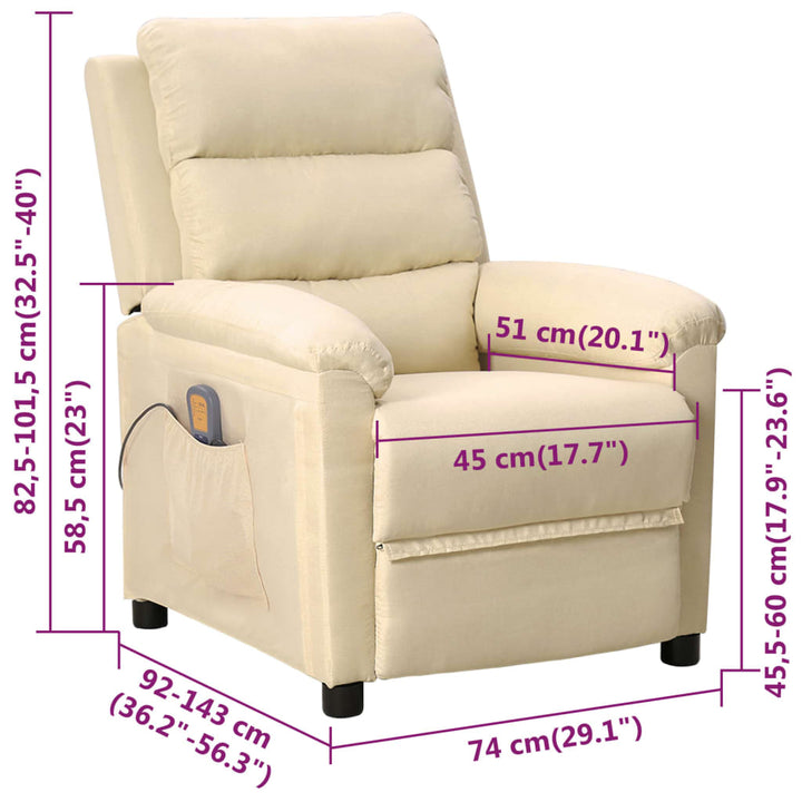 massagestol stof cremefarvet