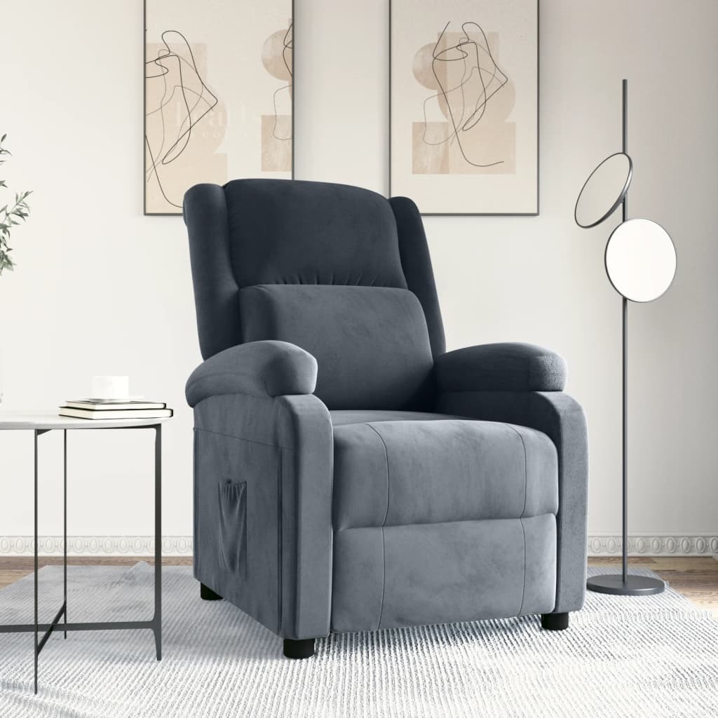 lænestol velour mørkegrå
