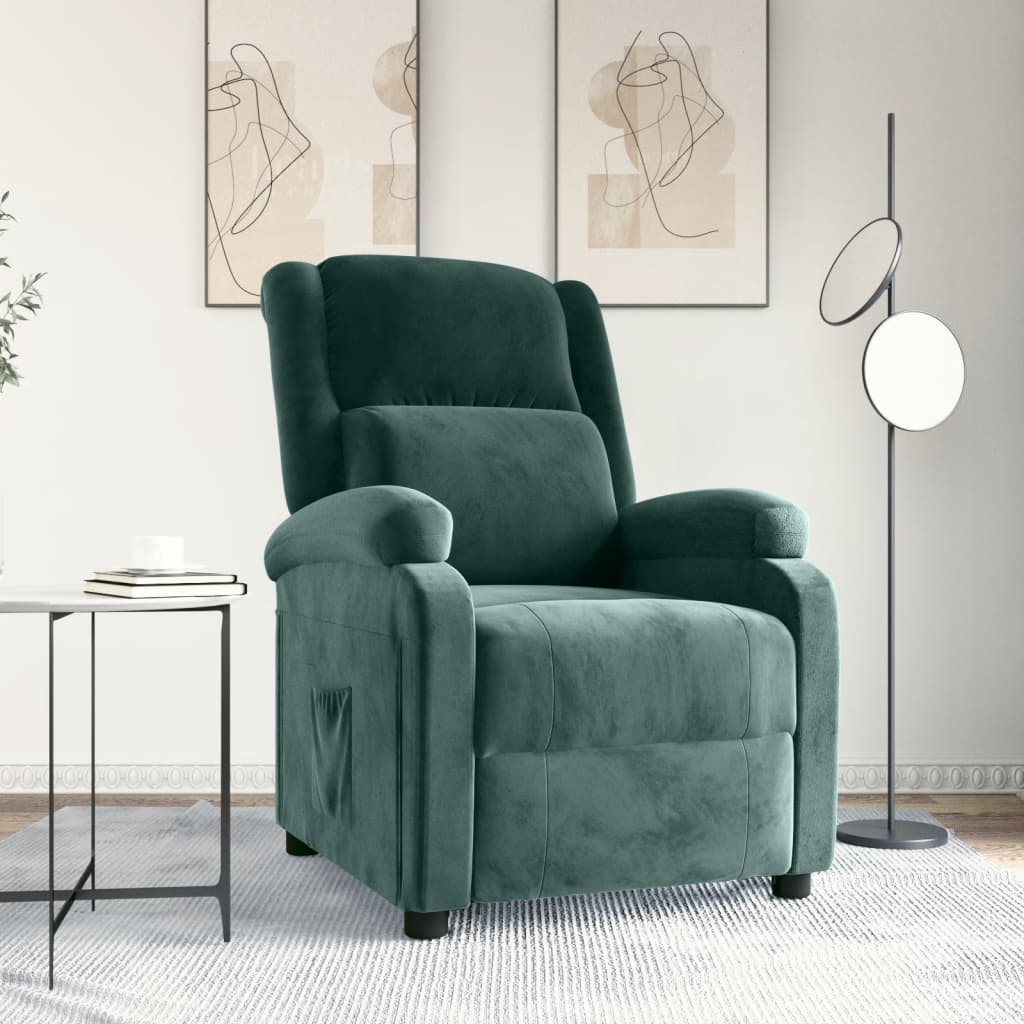 lænestol velour mørkegrøn