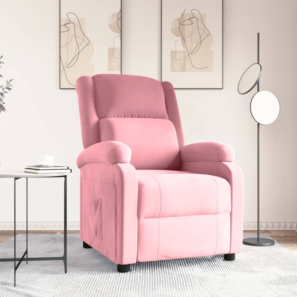 lænestol velour lyserød